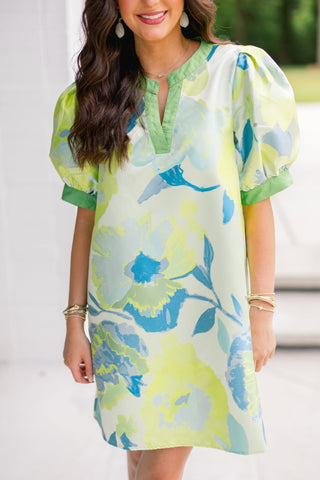 Citrus Garden Puff Sleeve Jacquard Dress - Instyle Boutique