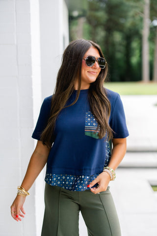 The Scarf Story Navy Top - Instyle Boutique