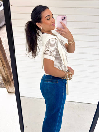 Casually Chic Ivory Striped Sweater Top - Instyle Boutique
