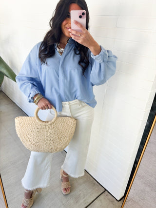 In The Moment Top - Blue - Instyle Boutique