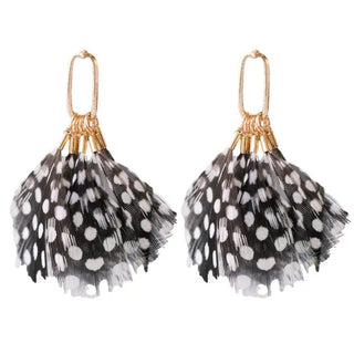Spotted Feather Statement Earrings - Instyle Boutique