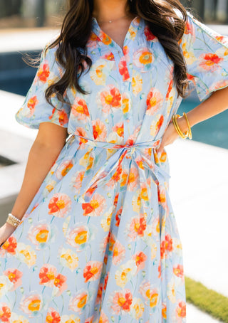 Let It Go Light Blue Floral Dress - Instyle Boutique