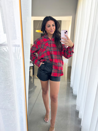 By The Fire Plaid Button Down Top