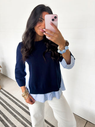 Marina Coastal Navy Sweater - Instyle Boutique