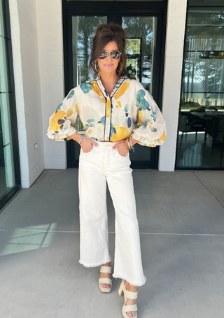 Call Me Later Yellow Printed Top - Instyle Boutique