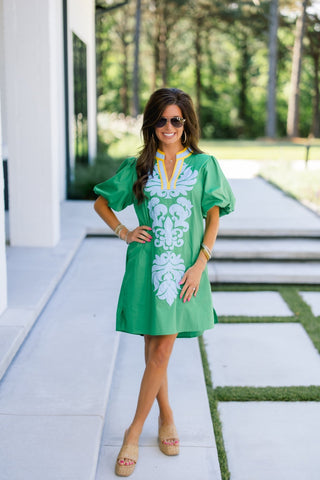 Right This Way Green Embroidered Dress - Instyle Boutique