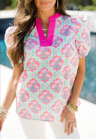 Garden Party Puff Sleeve Top - Instyle Boutique