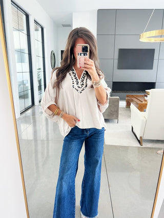 Daring Diva Taupe Leopard Top
