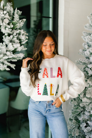 Fa La La La Embroidered Sweater