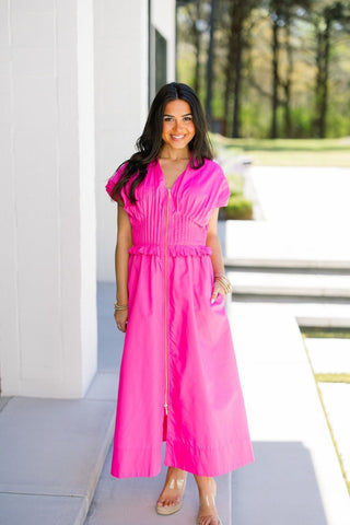 Flamingo Flutter Smocked Waist Dress - Instyle Boutique