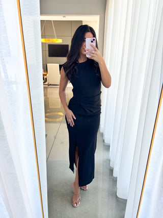 Meet Me Tonight Black Midi Dress