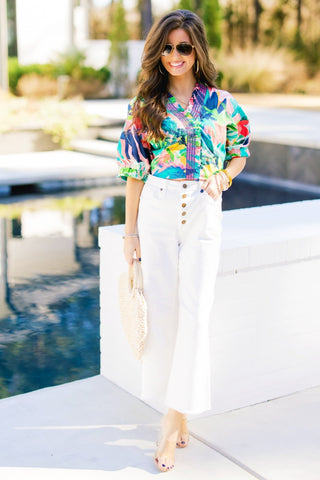 Girls Love Florals Coral Combo Top - Instyle Boutique