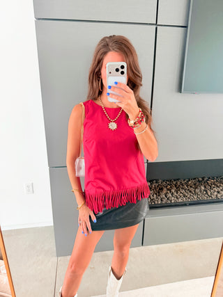 Red Fringe Sleeveless Top - Instyle Boutique