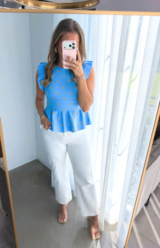 Sweetly Spotted Blue Sweater Tank - Instyle Boutique