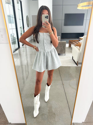Flirty Feels Grey Romper