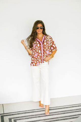 Retro Bloom Print Top