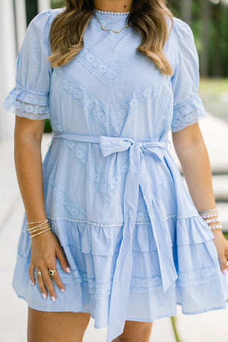 Blue Skies Lace Trim Dress - Instyle Boutique