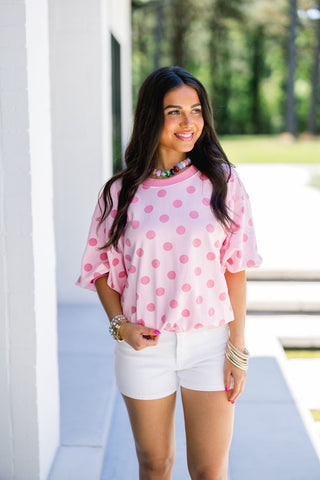 On Trend Pink Polka Dot Top - Instyle Boutique