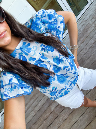 Feeling Blue Floral Top ~FINAL SALE~
