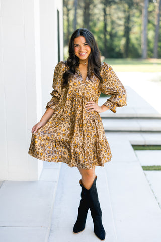 Say You Love Me Shimmer Leopard Dress