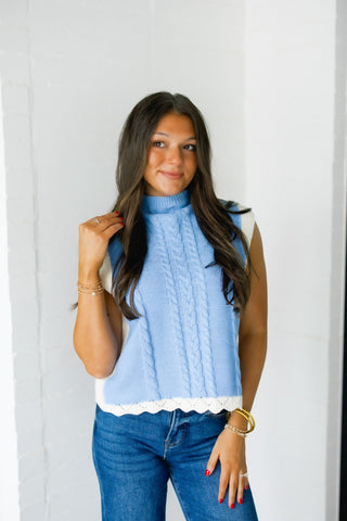 Coastal Calm Blue Sleeveless Sweater - Instyle Boutique