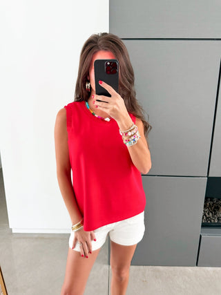 Scarlet Ruffle Charm Tank - Instyle Boutique