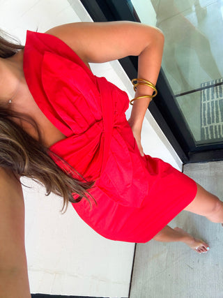 Made For You Red Bow Mini Dress