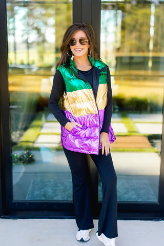 Mardi Party Puffer Vest - Instyle Boutique