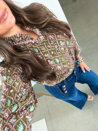 Autumn Bloom Brown Top