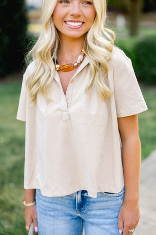The Sahara Suede Short Sleeve Top