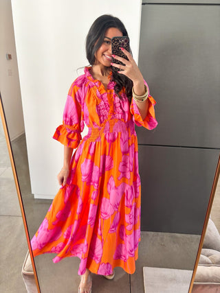For The Love Pink and Orange Dress - Instyle Boutique
