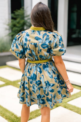 Take A Chance Olive Printed Dress - Instyle Boutique