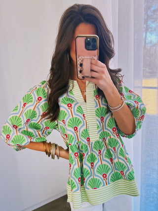 In The Palms Green Printed Top - Instyle Boutique