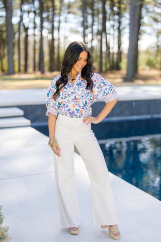 Let's Talk Lavender Mix Top - Instyle Boutique