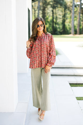 Vibrant Vibes Burgundy Floral Top
