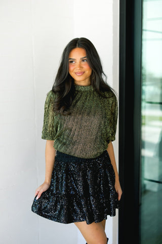 Shimmer Through The Night Short Sleeve Top - Instyle Boutique