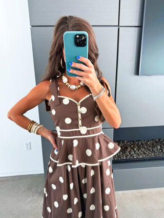 Cocoa & Cream Polka Dot Midi Dress