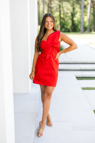 Made For You Red Bow Mini Dress
