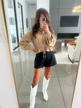 Ruthie Ruffle Tan Top