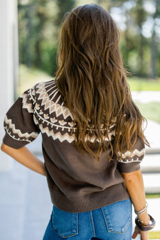 Vibe Check Brown Printed Sweater Top - Instyle Boutique