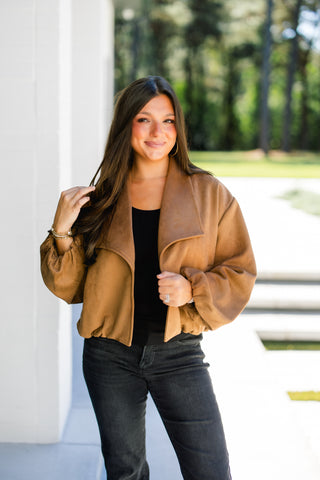 Cooler Weather Camel Suede Jacket