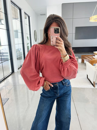 Bailey Brick Puff Sleeve Top