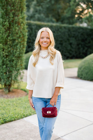 The After Dark Mock-Neck Top-Ivory