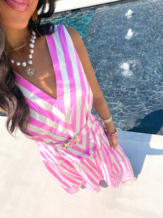 Candy Stripe Belted Dress