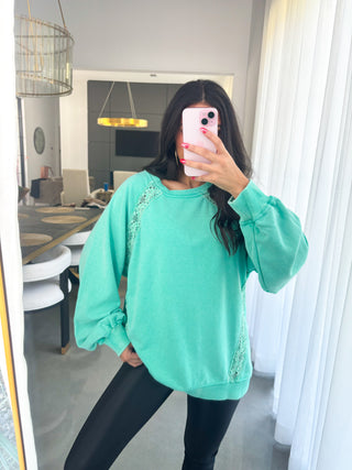 Made For Me Mint Lace Top