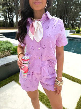 Lavender Fields Eyelet Two - Piece Set - Instyle Boutique