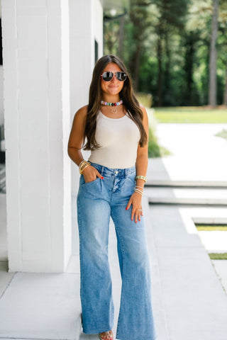Forever Famous Pleated High Rise Denim - Instyle Boutique