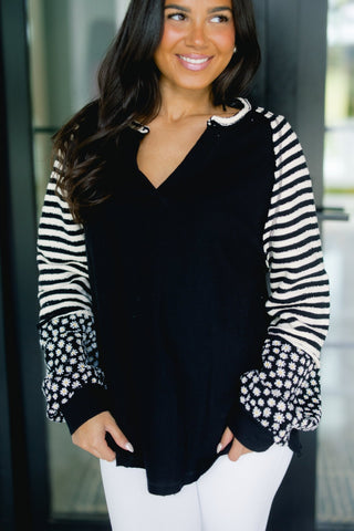 All In The Details Black Top - Instyle Boutique