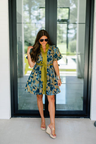 Take A Chance Olive Printed Dress - Instyle Boutique