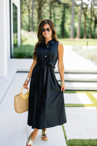Midnight Grove Belted Midi Dress - Instyle Boutique